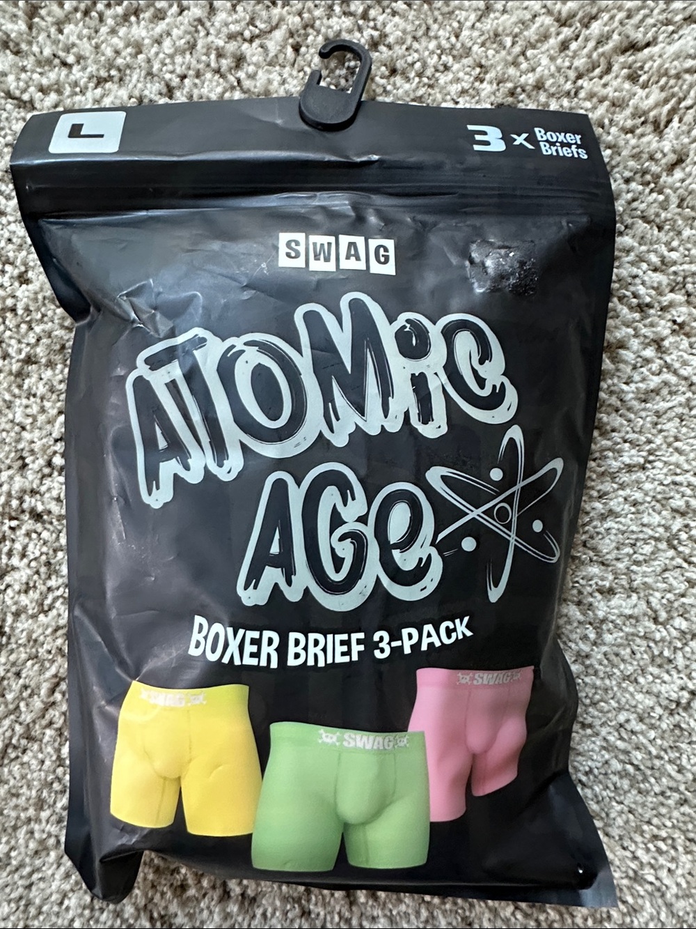 NEW SWAG Atomic Age Boxer Briefs 3-Pack - Yellow, Green, Pink